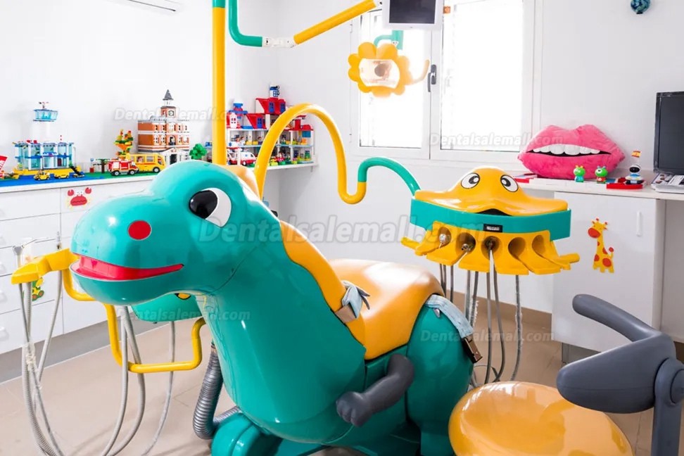A8000-IIB Lovely Dinosaur Design Children Dental Chair Pediatric Dental Unit with 2Pcs Dentist Stools